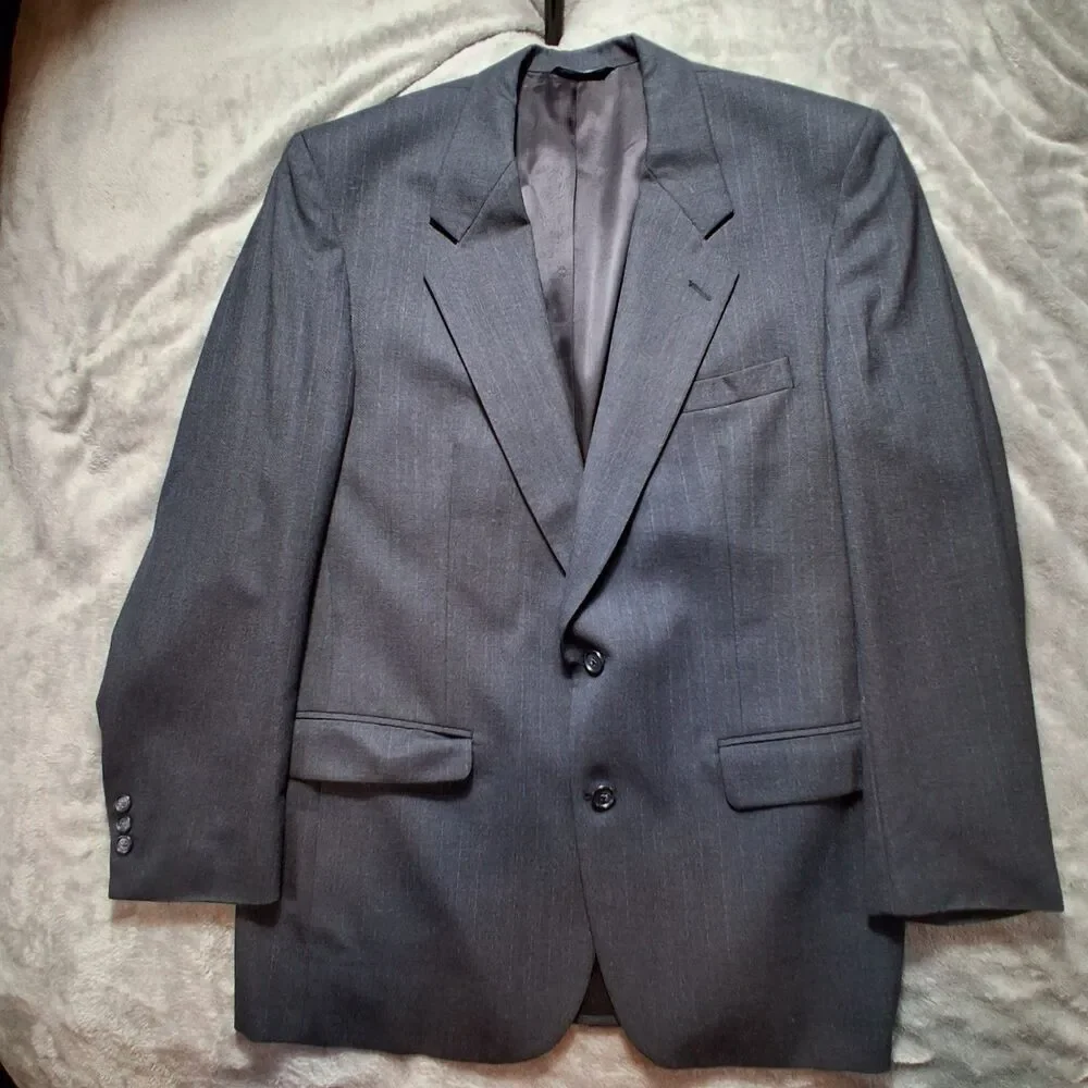 Christian‎ Dior Monsieur Pinstripe Blazer Mens Charcoal Grey 2 Button Sport Coat